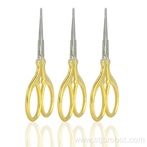 Wholesale beauty tools portable gold plated stainless steel curve profesional eyebrow scissors